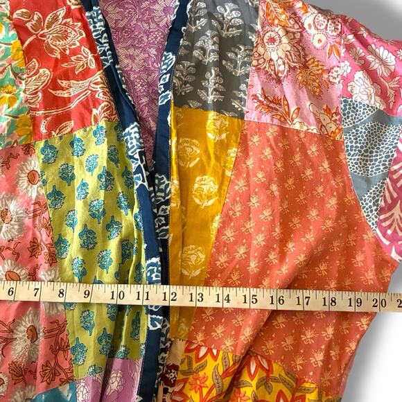 Patchwork Floral Boho Cotton Tie Robe w/Pockets Made In India Small/Medium - Picture 9 of 10